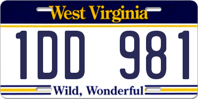 WV license plate 1DD981