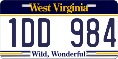 WV license plate 1DD984