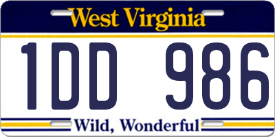 WV license plate 1DD986