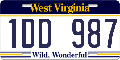 WV license plate 1DD987