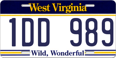 WV license plate 1DD989