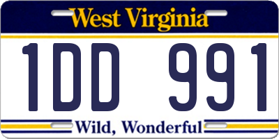 WV license plate 1DD991