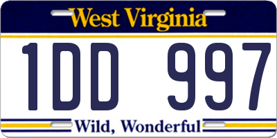 WV license plate 1DD997