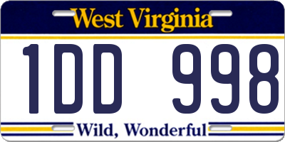 WV license plate 1DD998