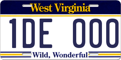 WV license plate 1DE000