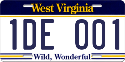 WV license plate 1DE001