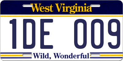 WV license plate 1DE009