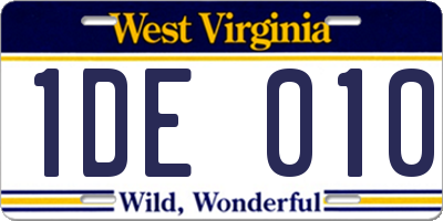 WV license plate 1DE010