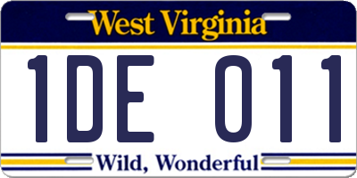 WV license plate 1DE011