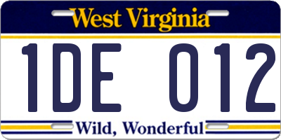 WV license plate 1DE012