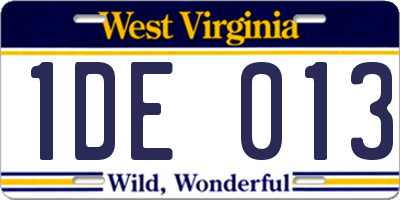 WV license plate 1DE013