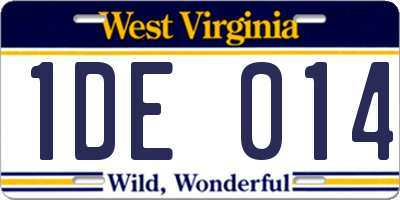 WV license plate 1DE014