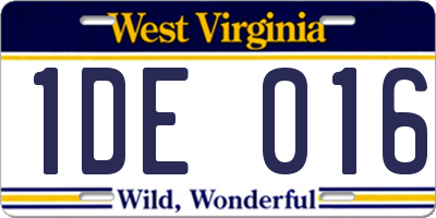 WV license plate 1DE016