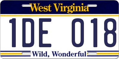 WV license plate 1DE018