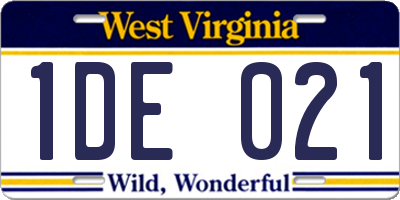 WV license plate 1DE021