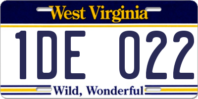 WV license plate 1DE022