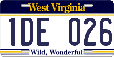 WV license plate 1DE026