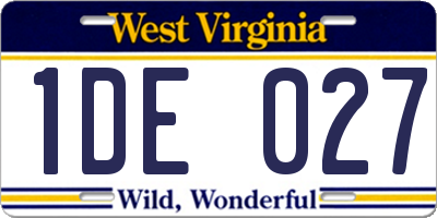 WV license plate 1DE027