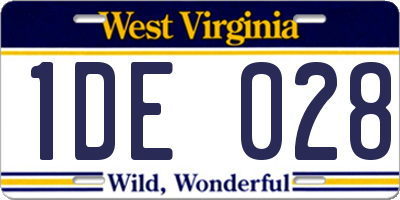 WV license plate 1DE028