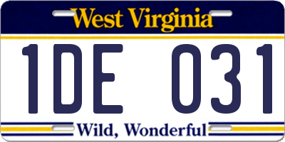 WV license plate 1DE031