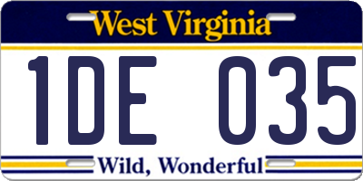 WV license plate 1DE035