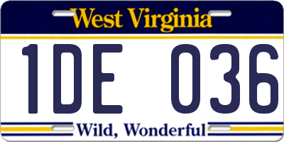 WV license plate 1DE036