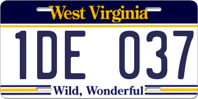 WV license plate 1DE037