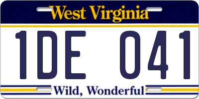 WV license plate 1DE041