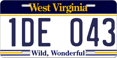 WV license plate 1DE043