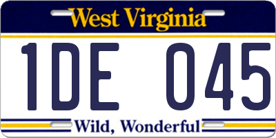 WV license plate 1DE045