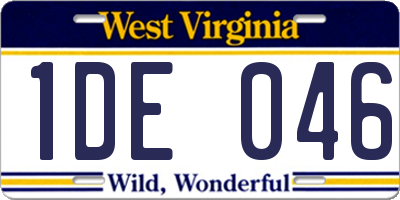 WV license plate 1DE046