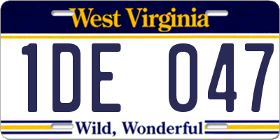 WV license plate 1DE047
