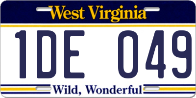 WV license plate 1DE049