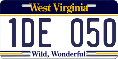 WV license plate 1DE050