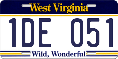 WV license plate 1DE051