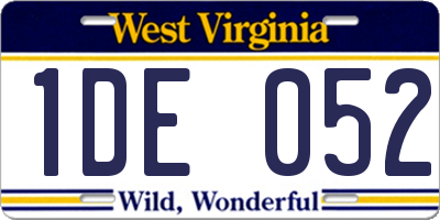 WV license plate 1DE052
