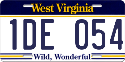 WV license plate 1DE054