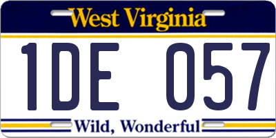 WV license plate 1DE057