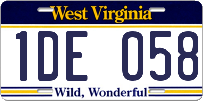 WV license plate 1DE058