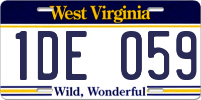 WV license plate 1DE059