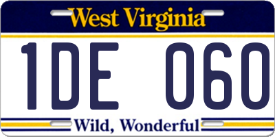 WV license plate 1DE060