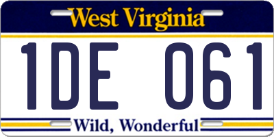 WV license plate 1DE061