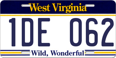 WV license plate 1DE062
