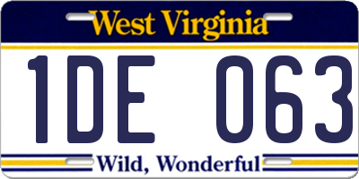 WV license plate 1DE063