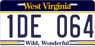 WV license plate 1DE064