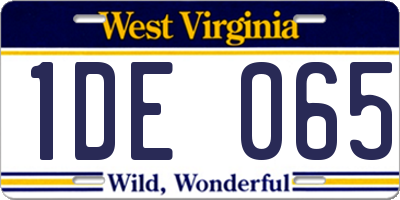 WV license plate 1DE065