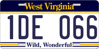 WV license plate 1DE066