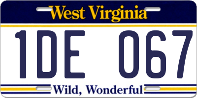 WV license plate 1DE067