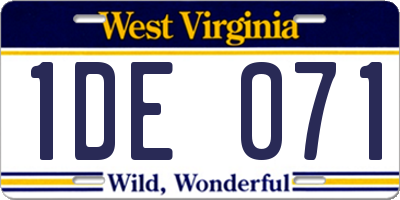 WV license plate 1DE071