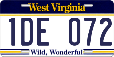 WV license plate 1DE072